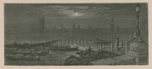 Boten afgemeerd aan de Theems door Gustave Dore